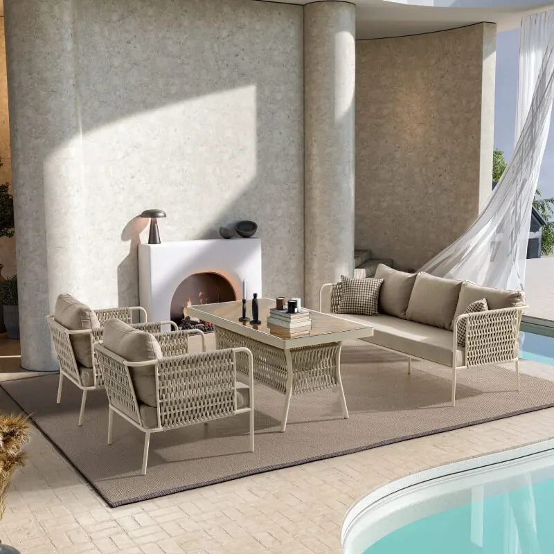 Monaco Üçlü Oturma Grubu Krem